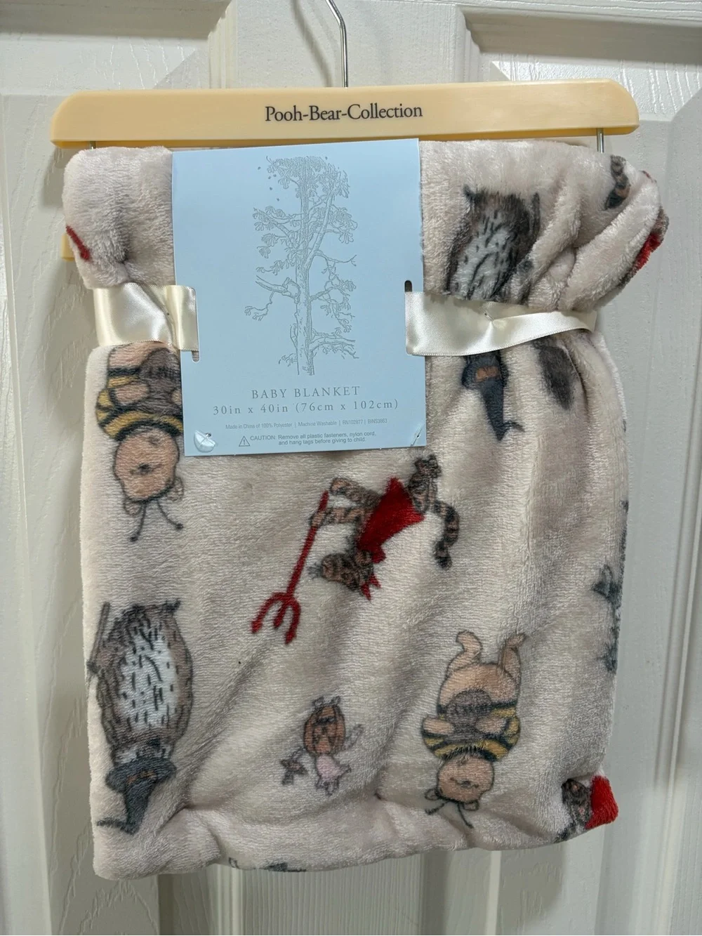 Baby Blanket - Soft Cream Winnie the Pooh Halloween Print